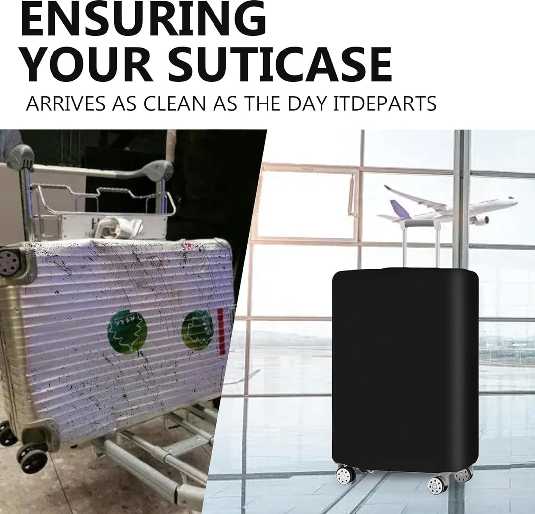 Unisex stretchable travel luggage cover set for suitcases, offering dustproof & anti-scratch protection.
