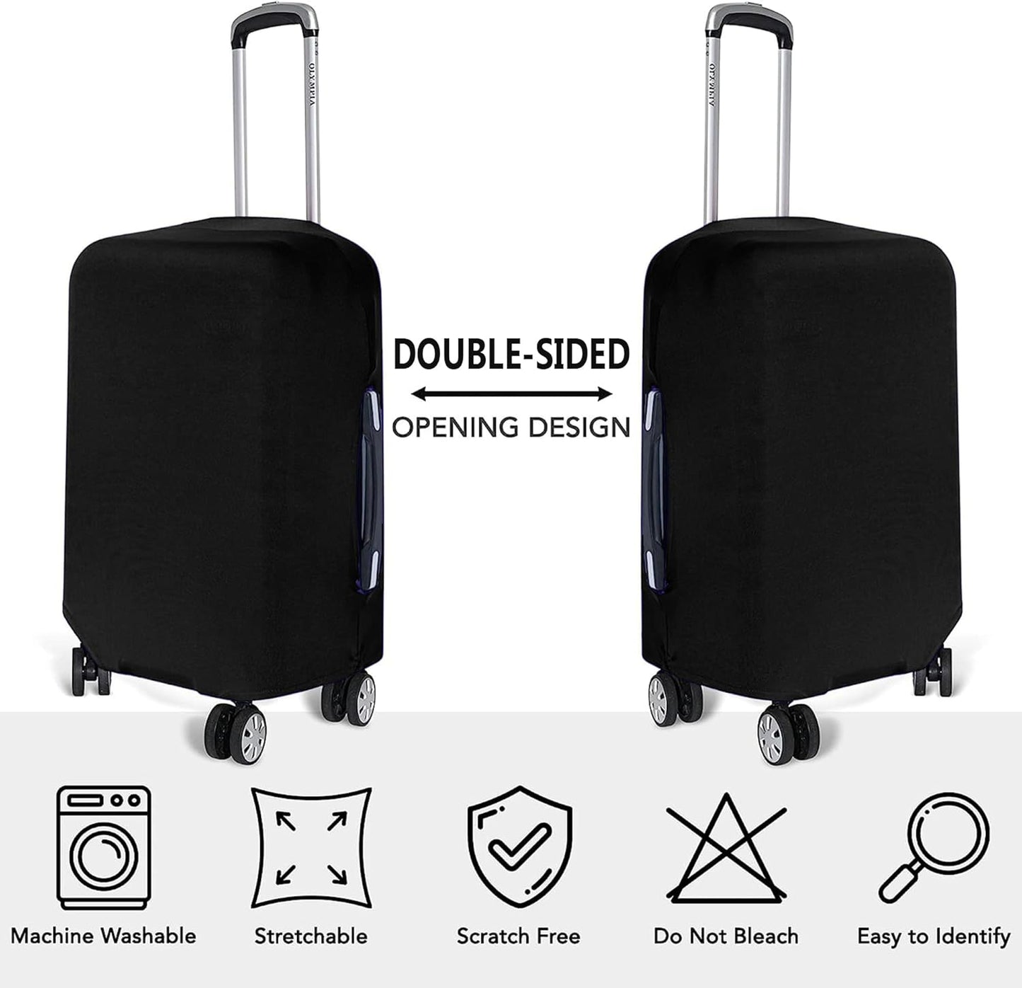 Versatile stretchable luggage cover set (3-piece) for various suitcases, ensuring travel protection.