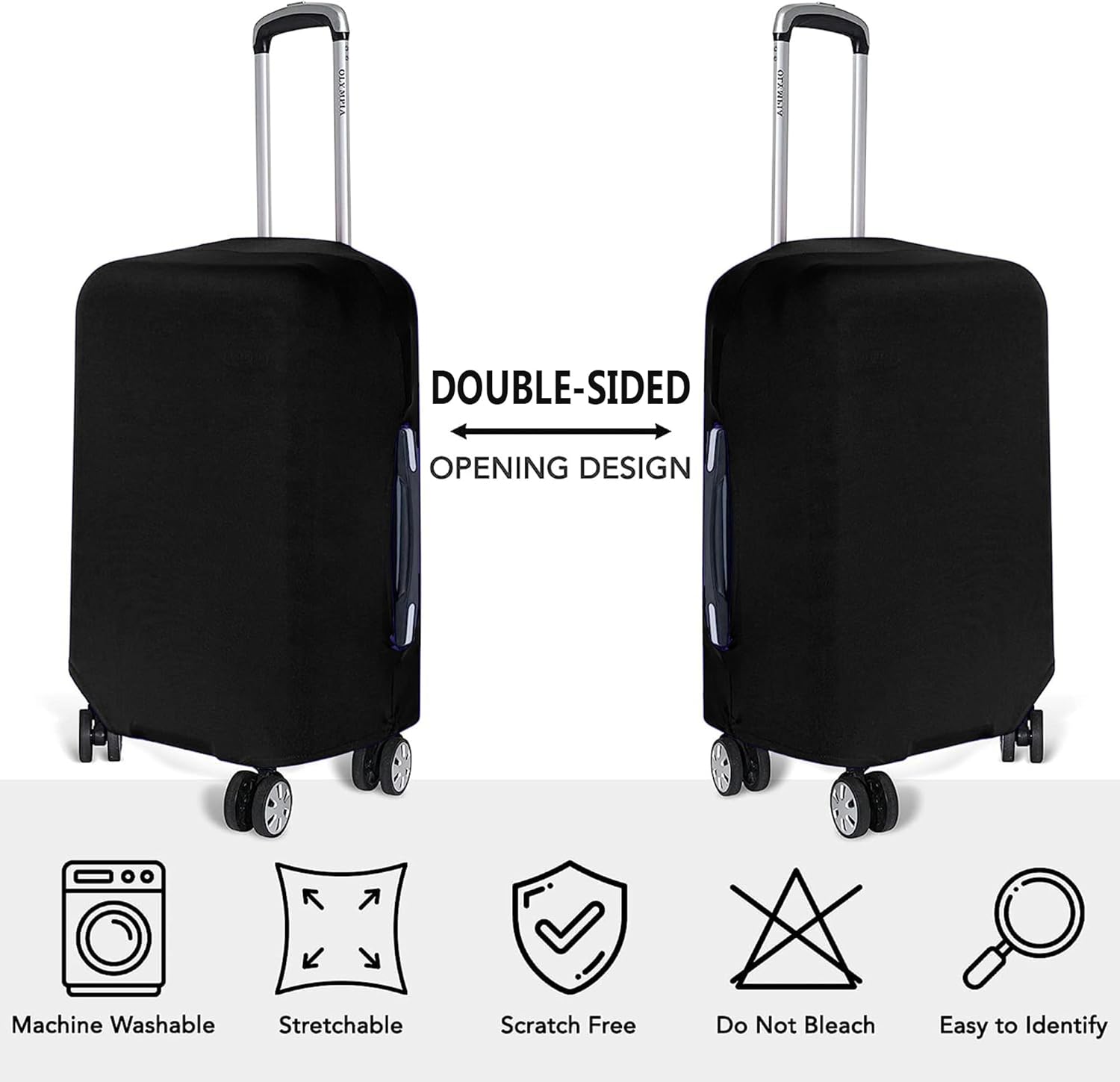 Versatile stretchable luggage cover set (3-piece) for various suitcases, ensuring travel protection.