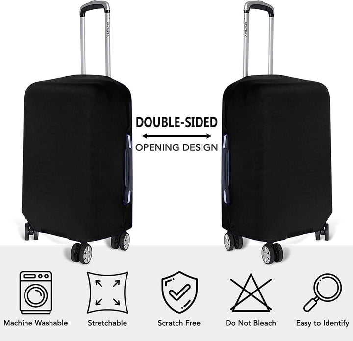 Versatile stretchable luggage cover set (3-piece) for various suitcases, ensuring travel protection.