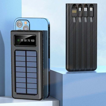 Reliable 30000mAh solar power bank for outdoor emergency power, multiple device charging
