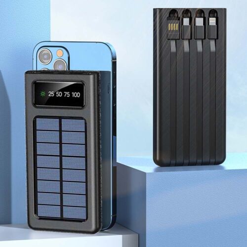 Reliable 30000mAh solar power bank for outdoor emergency power, multiple device charging