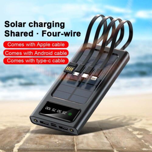 Waterproof 30000mAh solar power bank, built-in flashlight, essential outdoor gear