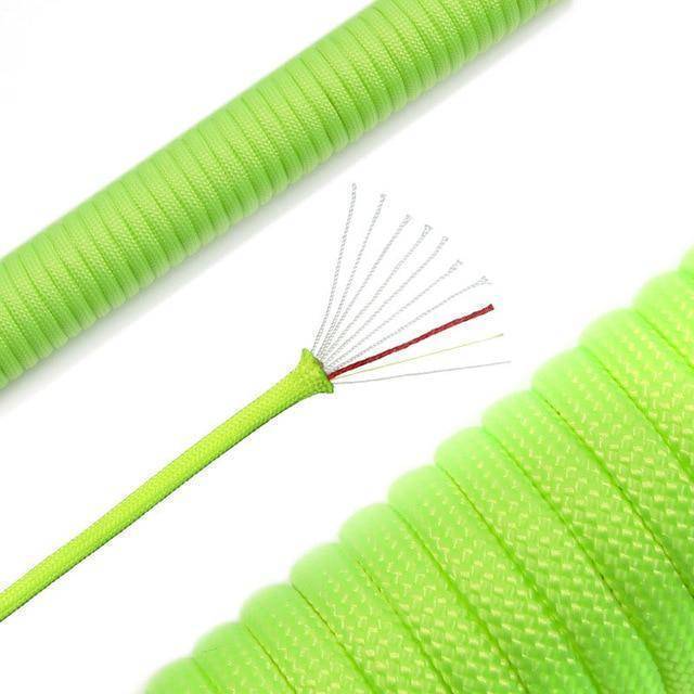 Detailed view of 550 paracord texture, 31m length, for survival and camping