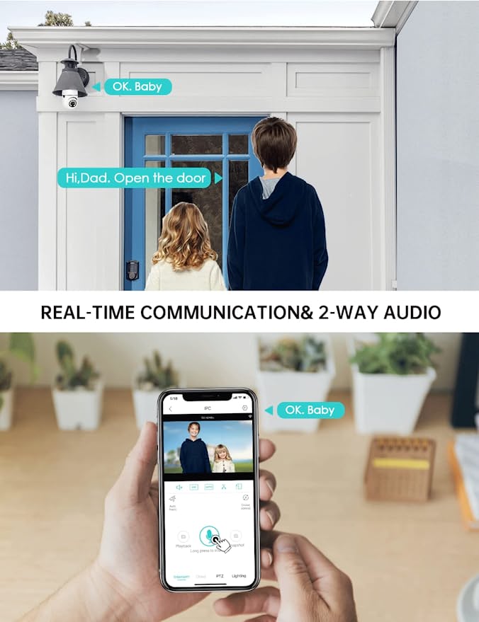 Wireless light bulb security camera, easy screw-in setup for comprehensive 360° home surveillance.