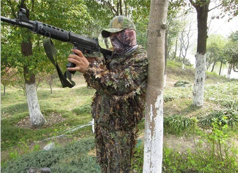3D leafy camo ghillie suit for stealth hunting and wildlife observation