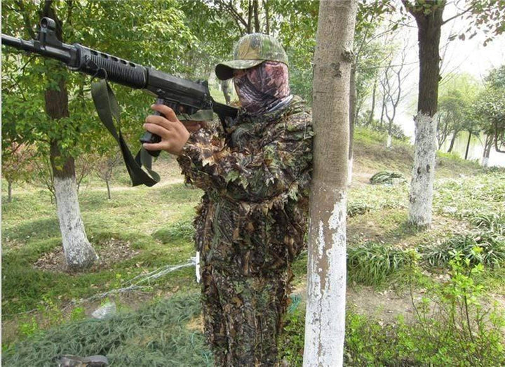 3D leafy camo ghillie suit for stealth hunting and wildlife observation