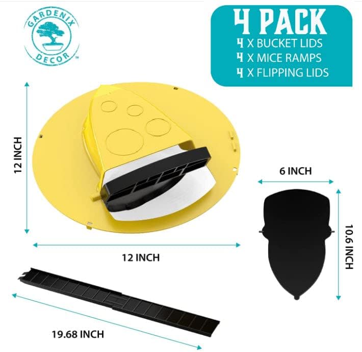 Durable 4-Pack bucket lid mouse traps for automatic, multi-catch pest management and rodent control.