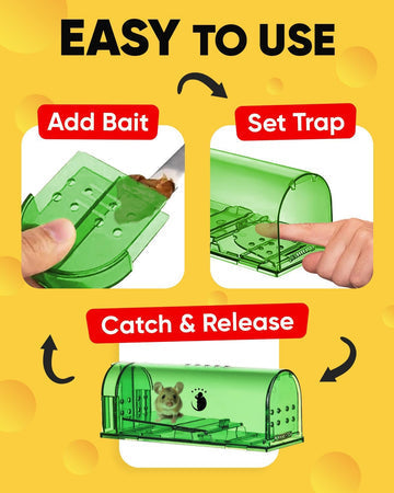 Pet & child safe humane mouse traps (4-pack) for live catch rodent control. Ideal for basement, garage, home defense.