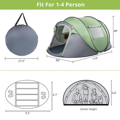 Inside view of a roomy 4 person pop-up tent, showcasing its space for family camping trips
