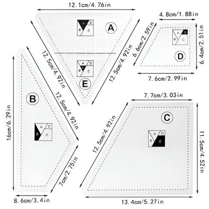 Acrylic quilting cutting templates (4 pcs) for accurate sewing & fabric craft projects. Ideal DIY patchwork precision tools.
