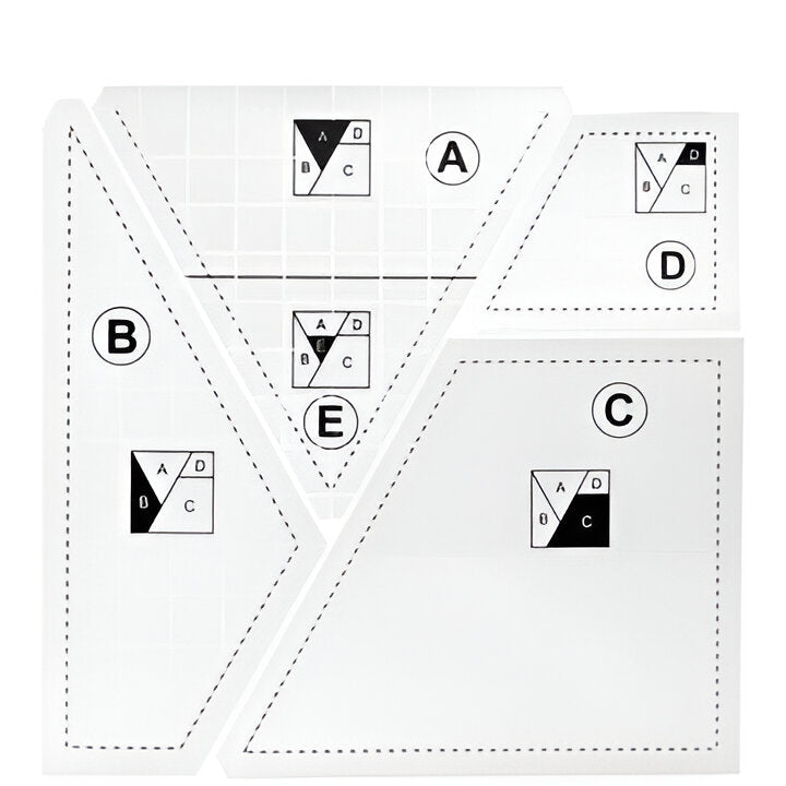 Non-slip acrylic quilting templates (4-piece set) for easy, precise fabric cutting & patchwork. Essential sewing craft supplies.