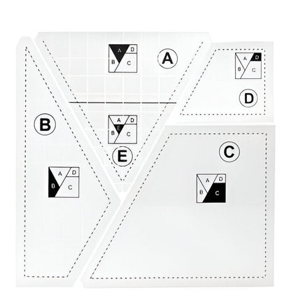 Non-slip acrylic quilting templates (4-piece set) for easy, precise fabric cutting & patchwork. Essential sewing craft supplies.