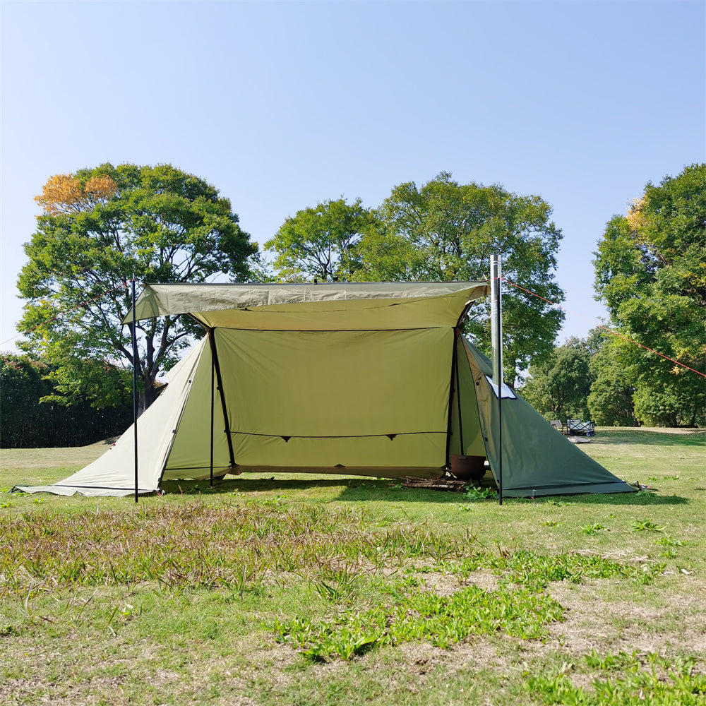Backpacking tent, 4-season windproof, standing strong against outdoor elements.
