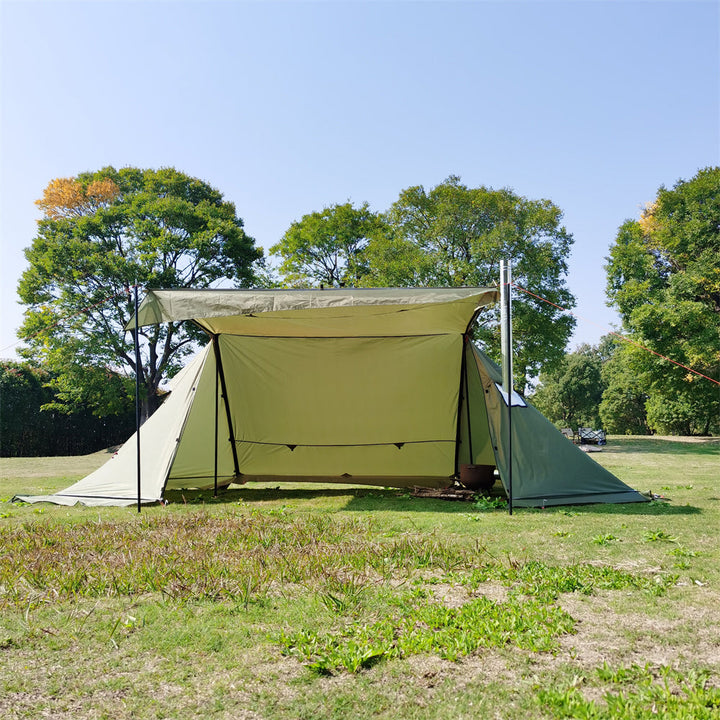 Backpacking tent, 4-season windproof, standing strong against outdoor elements.