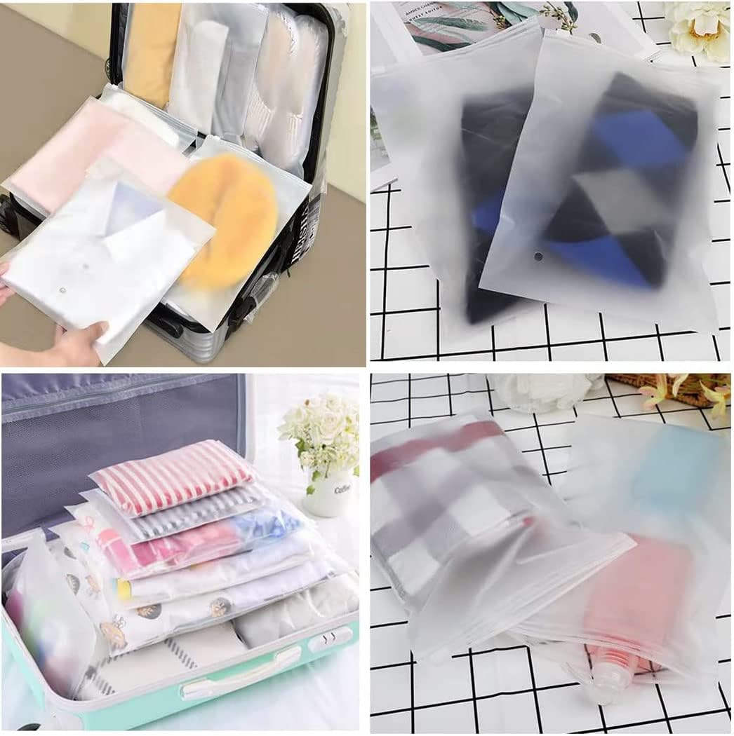 Convenient 40-pack of frosted clothing storage bags, resealable zip closure for home & travel use.