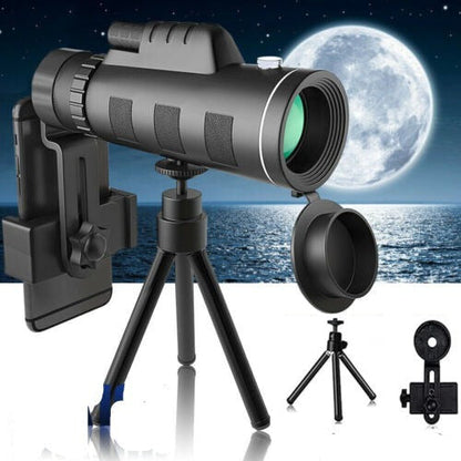 40x60 HD Monocular Telescope with phone holder & tripod, ideal for bird watching