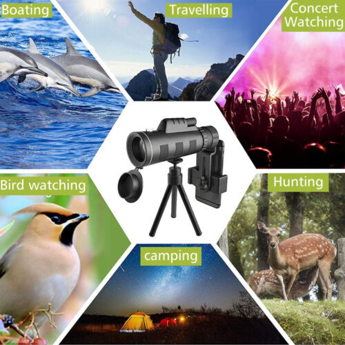 Durable monocular telescope with non-slip grip, accompanied by phone holder & small tripod