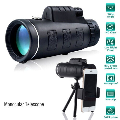 Close-up of 40x60 high-definition monocular telescope with BAK4 prism for outdoor use