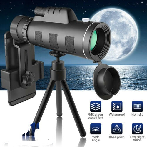 Ergonomic 40x60 monocular telescope, designed for comfortable bird watching and spotting