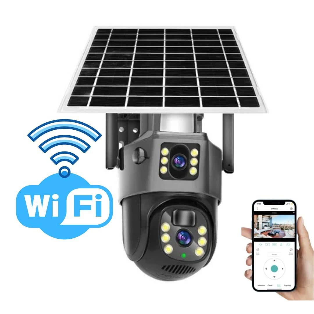Robust 4K outdoor solar security camera with remote 360° view, ideal for wireless home monitoring and security.