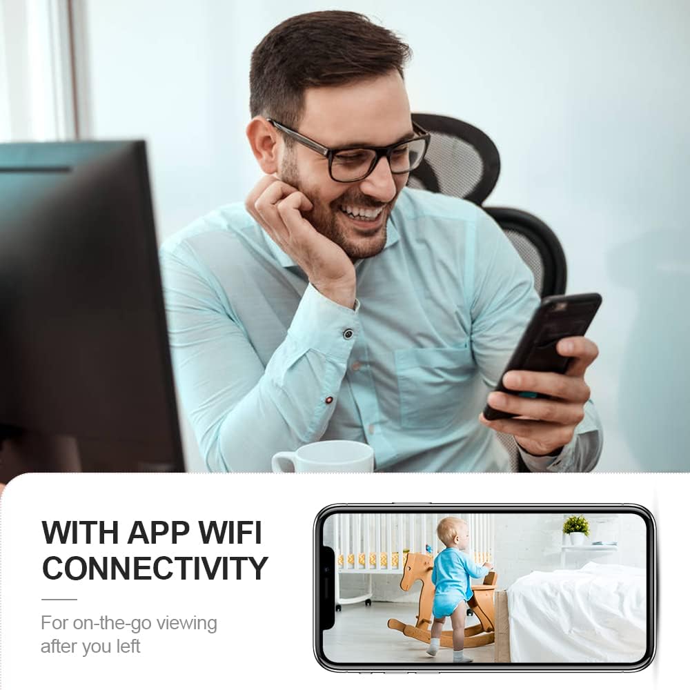 High-res 4K WiFi security camera, mini and hidden. Features night vision for indoor home surveillance.