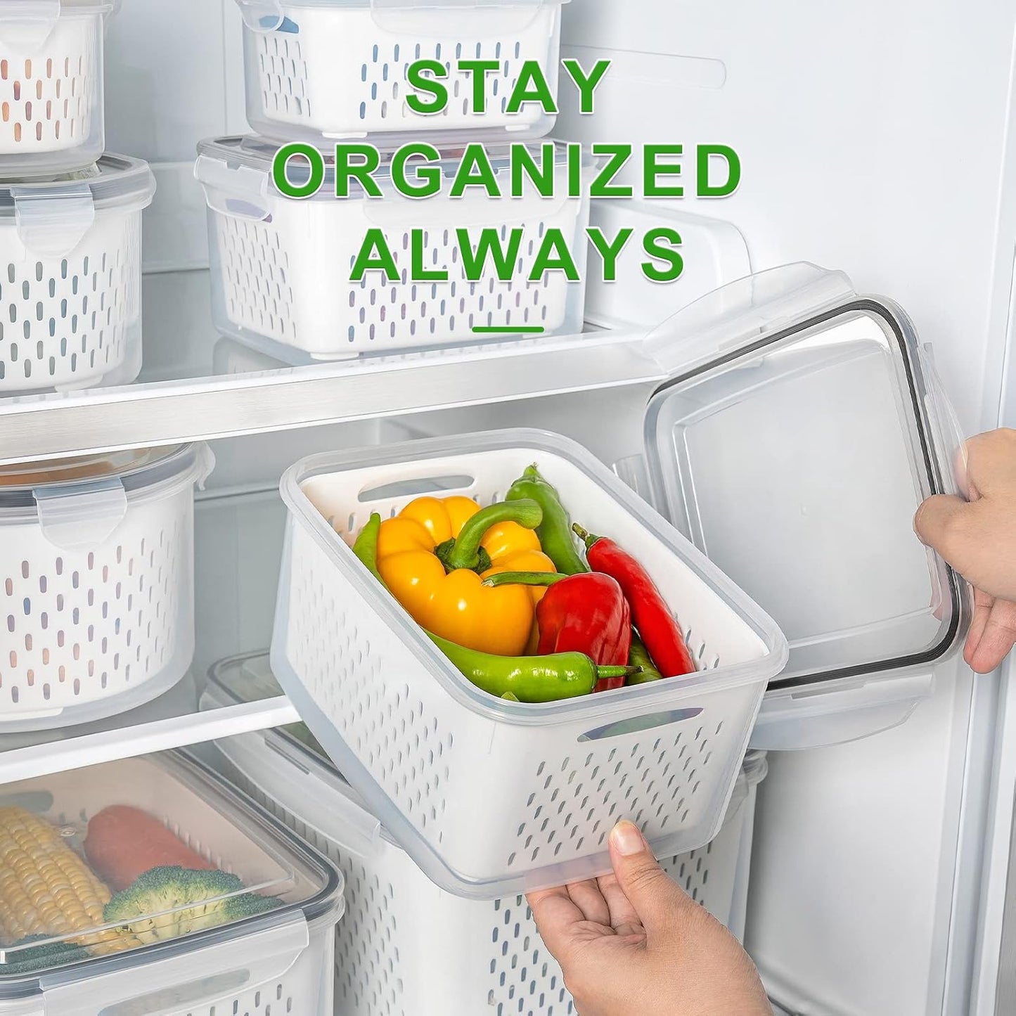 FreshKeeper 5-piece food storage containers, ideal for meal prep & keeping fruits and veggies fresh.