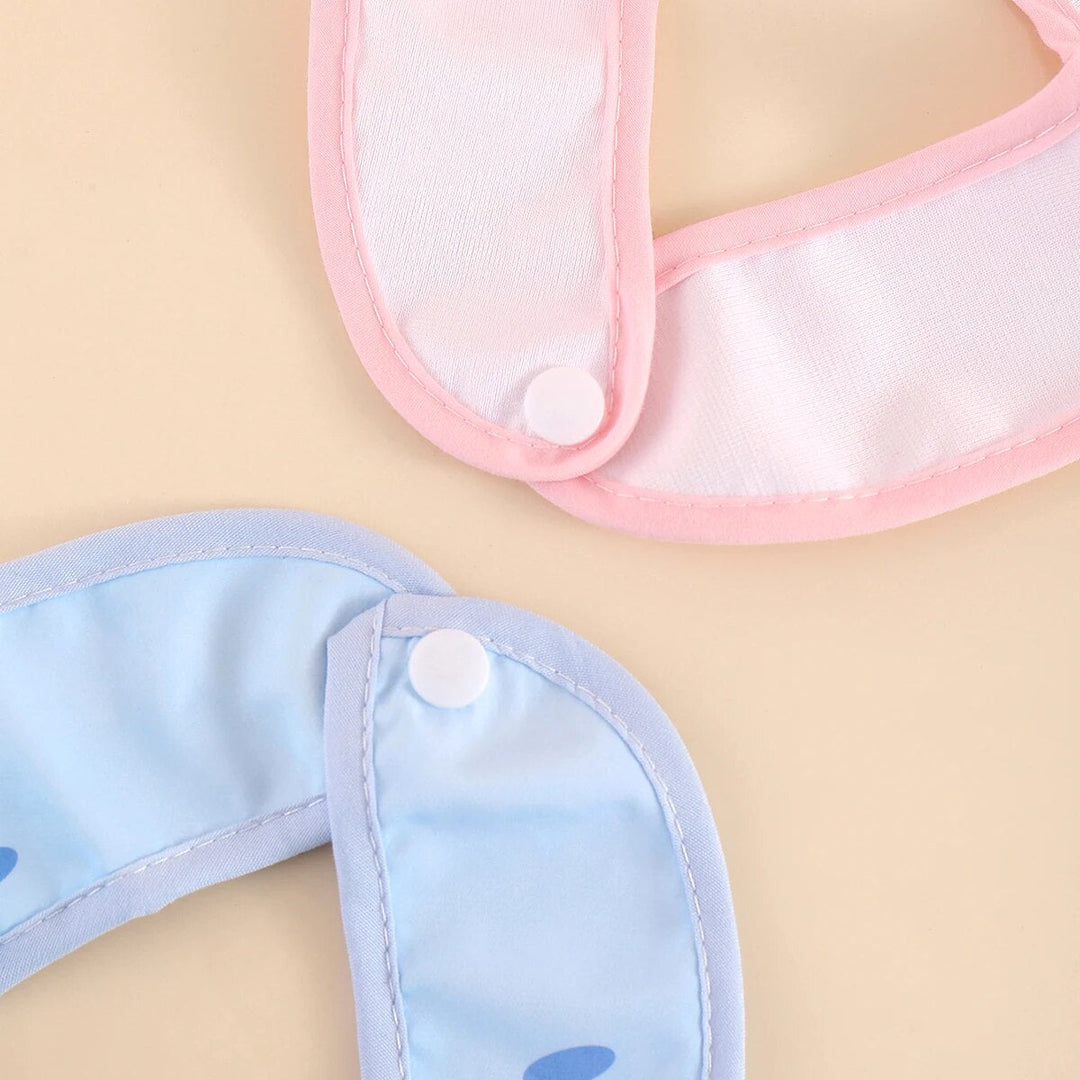 Convenient 5-pack of waterproof baby bibs with adjustable closures, perfect for daily toddler feeding.