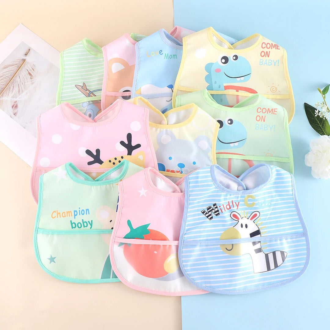 Mess-free mealtime with this 5-pack of waterproof, adjustable baby bibs, offering excellent spill protection.