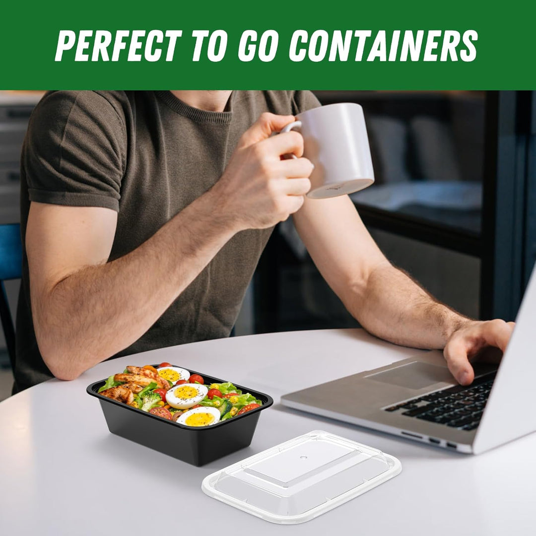 Versatile 50-pack meal prep containers; reusable plastic food storage with secure lids for organized kitchen.