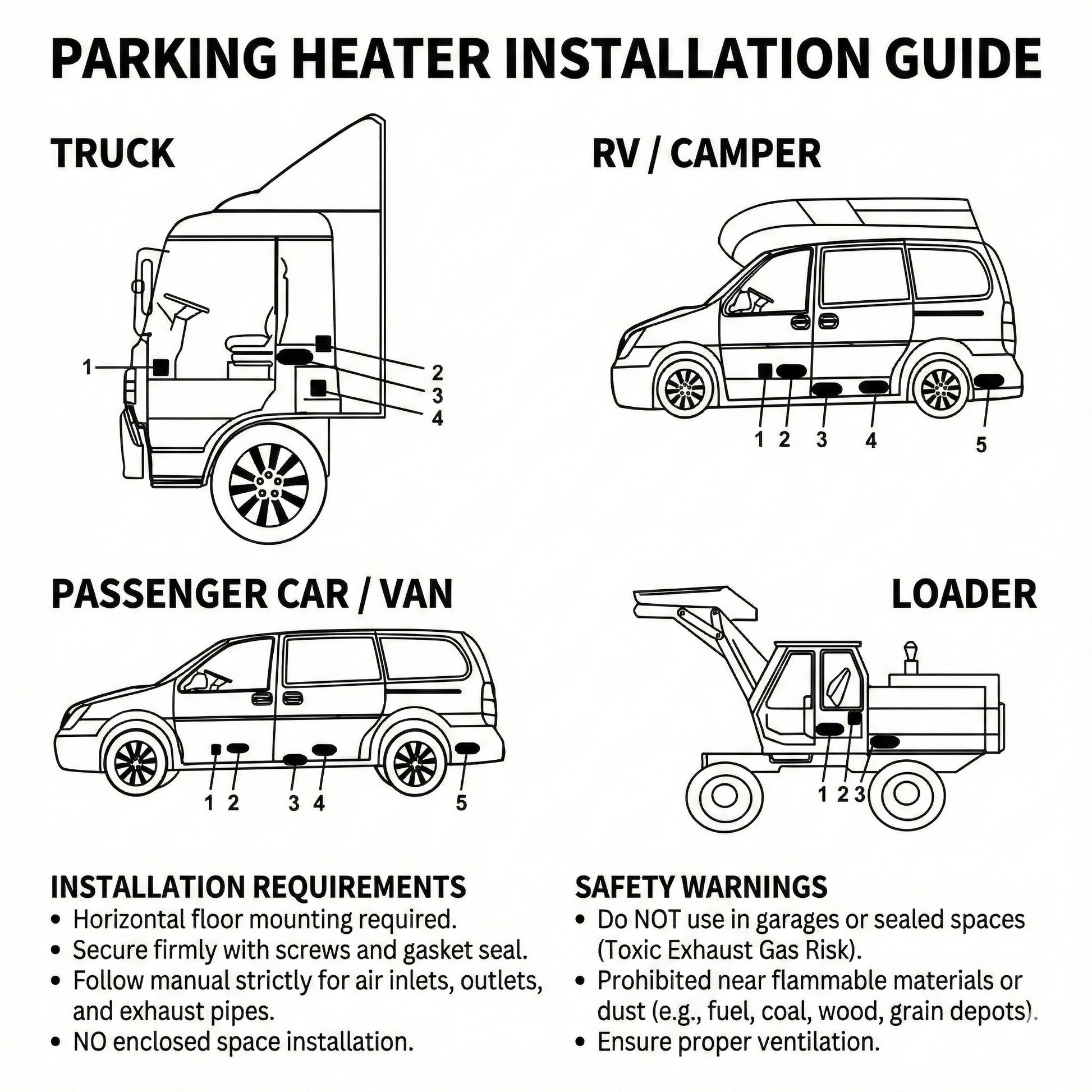 5000W diesel heater demonstrating its rapid heat output in a cold vehicle