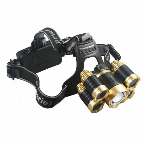 Compact 5x LED rechargeable headlamp kit, waterproof for reliable outdoor and camping lighting