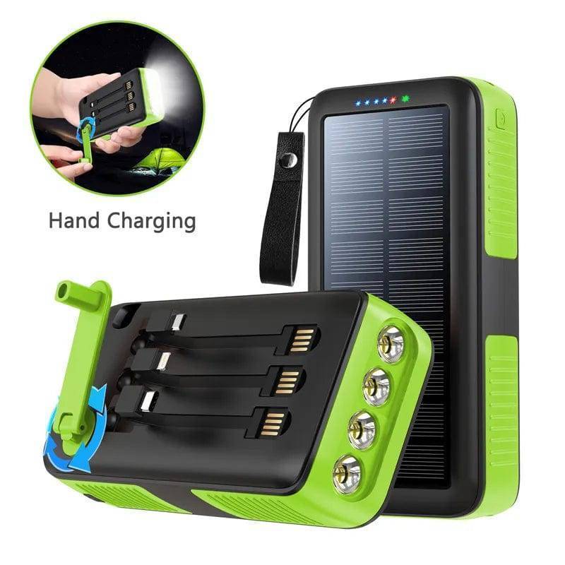 61200mAh solar hand crank power bank for phones, dual USB emergency charger, outdoor gear