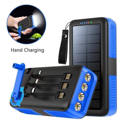 61200mAh solar hand crank power bank with LED indicators, essential for telecommunications