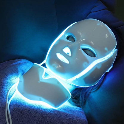 Home spa LED light therapy mask for face & neck. Enjoy professional skincare, anti-aging & acne treatment at home.