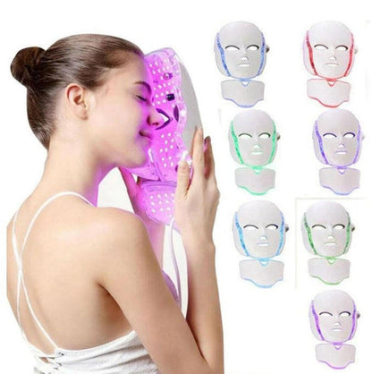 Advanced 7-color LED light therapy mask. Targets skin rejuvenation, anti-aging, and acne for face & neck care.