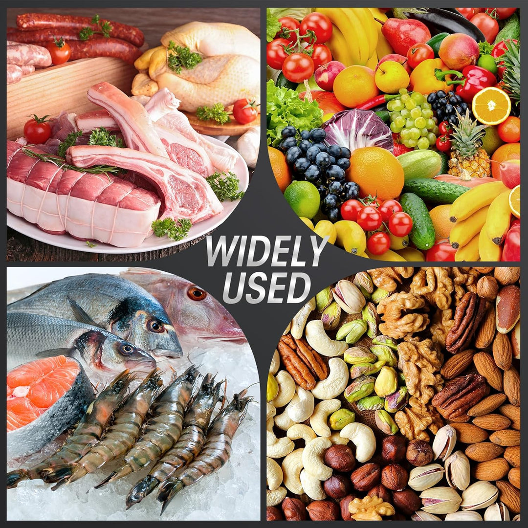 Automatic food vacuum machine sealing fresh produce, enhancing food preservation and meal prep in home kitchens.