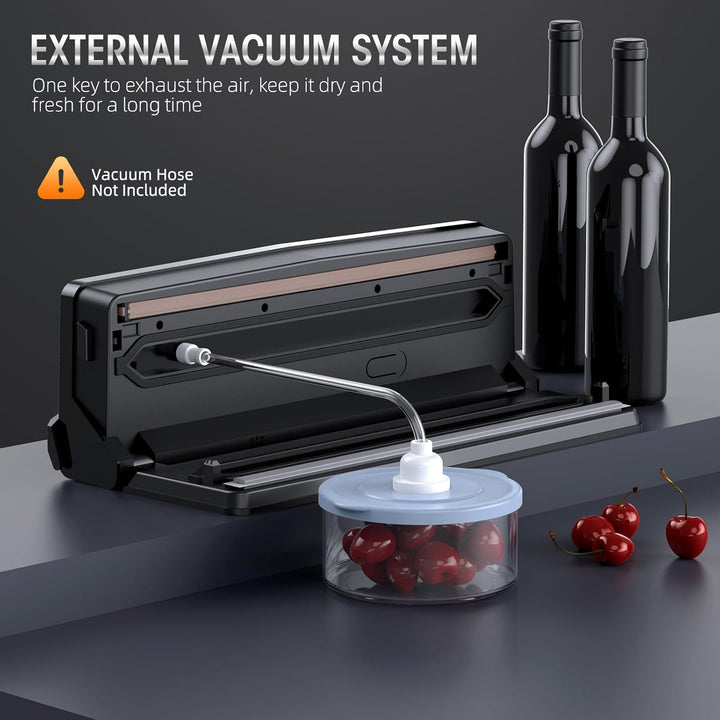 Food preserver and vacuum sealer kit, showcasing the appliance with included vacuum bags for freshness.