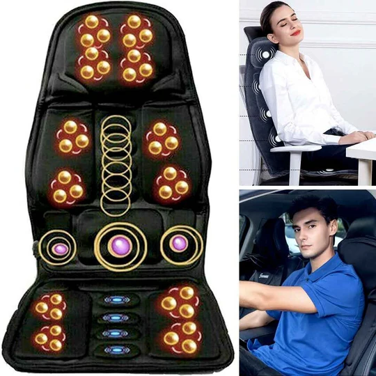 Heated shiatsu massage chair pad for home comfort, relieving back & neck pain. Relax with full body kneading.