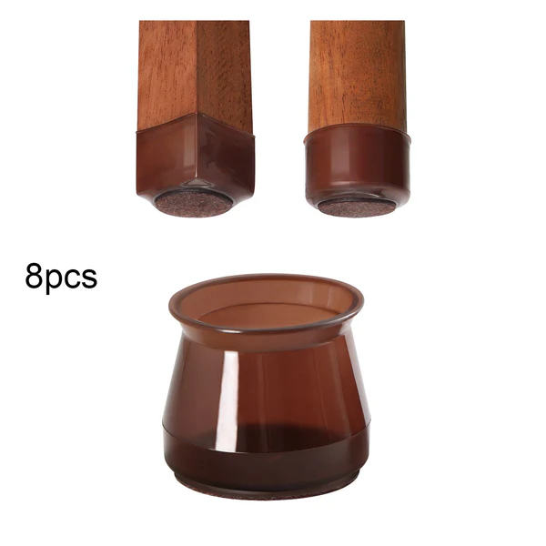 8-pack clear silicone chair leg covers, essential furniture accessories for floor scratch protection.