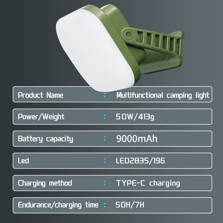 Zoom function 80W LED solar lamp, rechargeable, with magnet for versatile camping light.