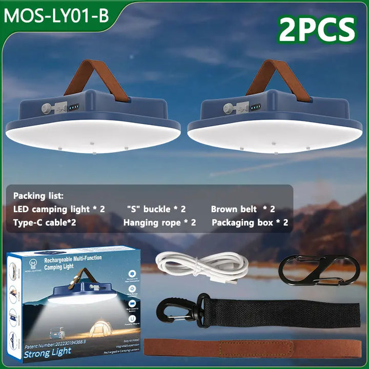 Essential 80W LED solar camping lamp, magnetic, zoomable, for reliable outdoor illumination.