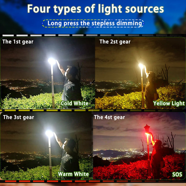 Bright 80W LED solar camping light, magnetic & zoomable, perfect for utility & travel.