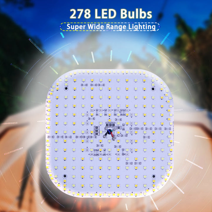 Solar rechargeable 80W LED lamp for camping, with strong magnet and zoom focus.