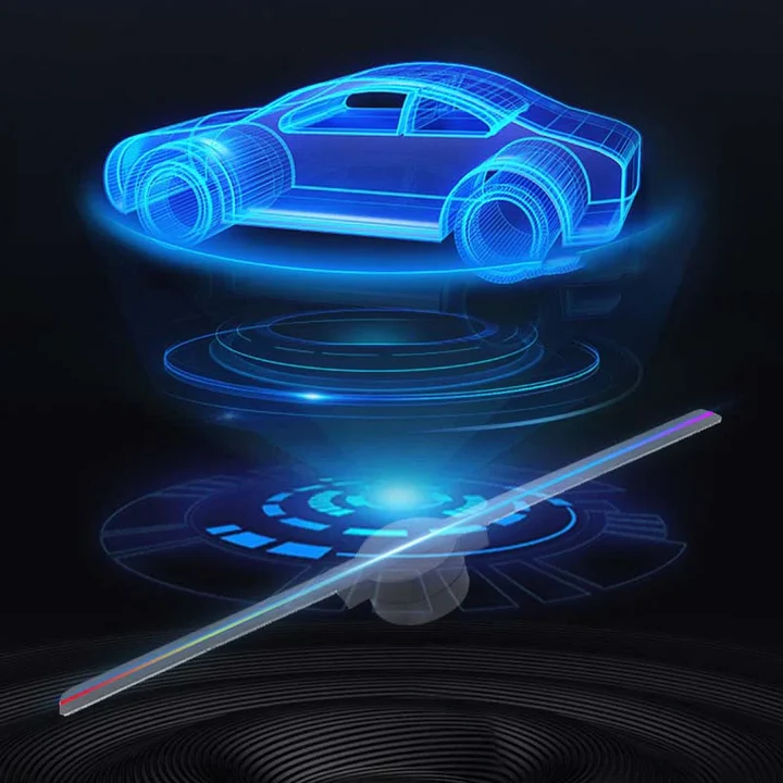 Innovative tech gadget: 3D hologram LED fan projecting captivating, lifelike holographic images.