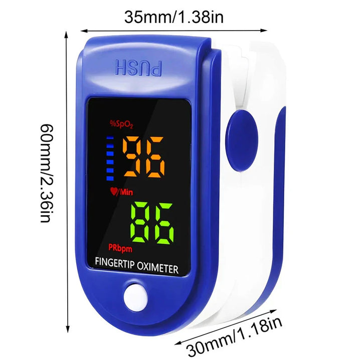 Accurate digital fingertip pulse oximeter for adults, precise blood oxygen (SpO2) and pulse rate health monitoring.