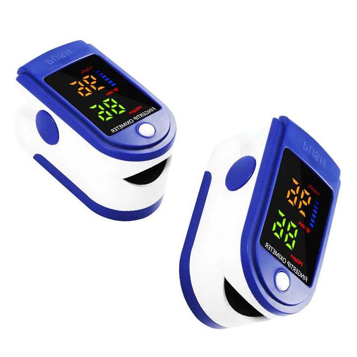 Compact adult fingertip pulse oximeter for comprehensive blood oxygen SpO2 and pulse rate health monitoring.
