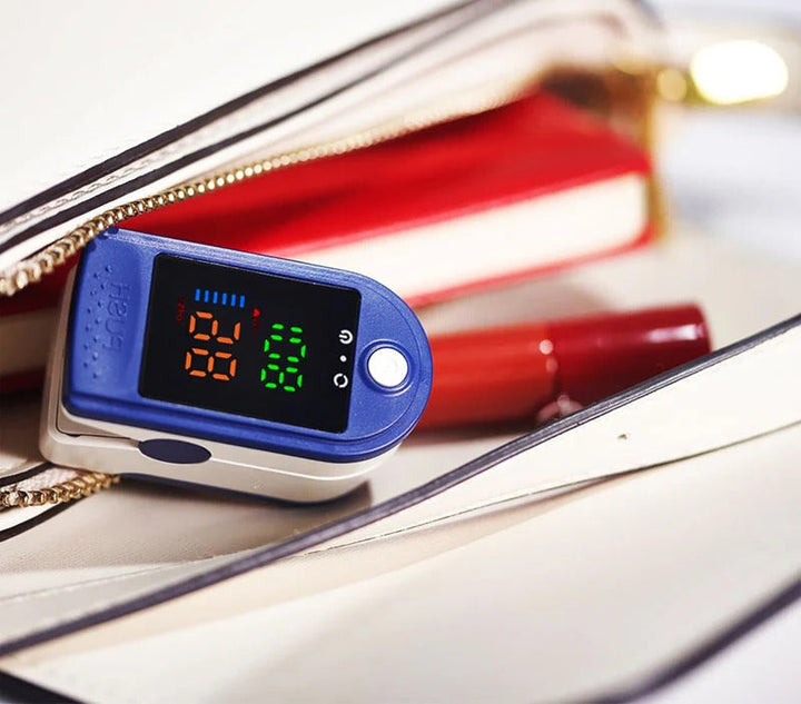 Reliable digital fingertip pulse oximeter for adults, ensuring accurate daily blood oxygen (SpO2) health checks.