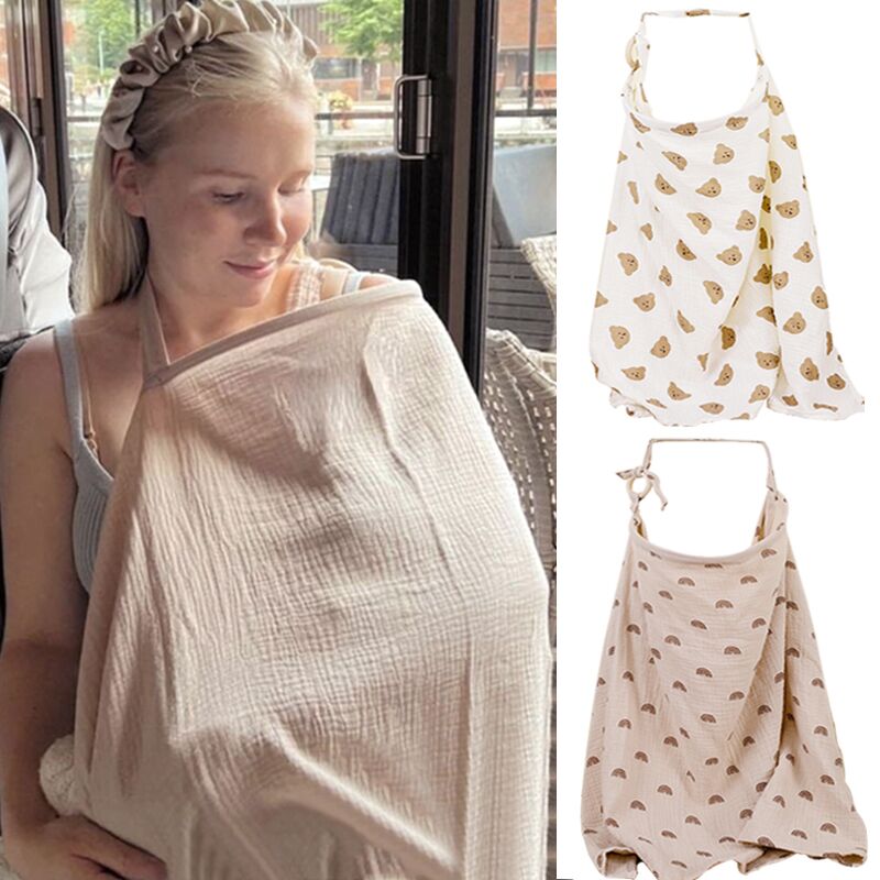 Adjustable cotton nursing cover for discreet breastfeeding & privacy. Essential for new moms.