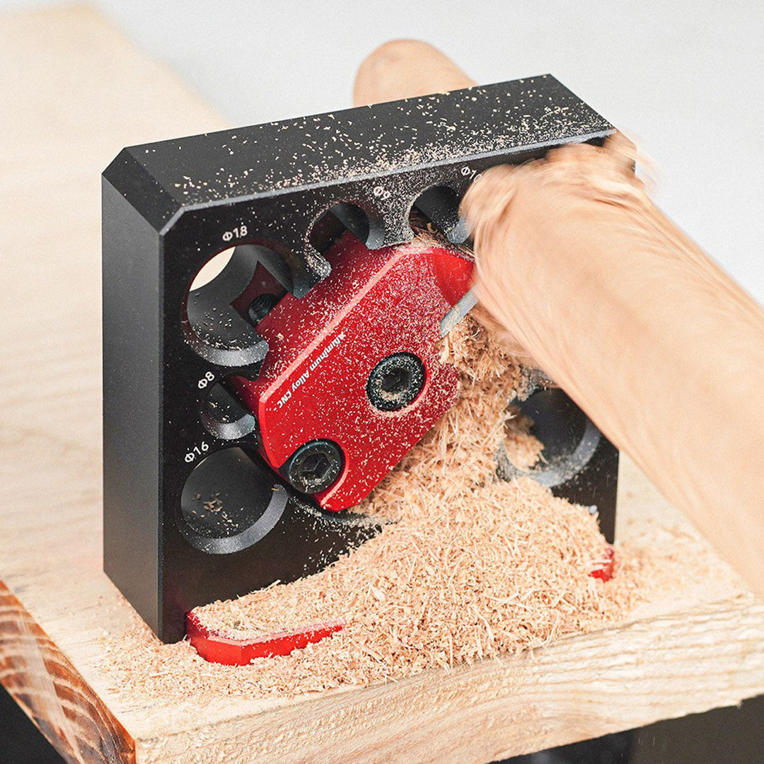 Precision woodworking tool: Electric drill attachment for shaping wood into round dowels.